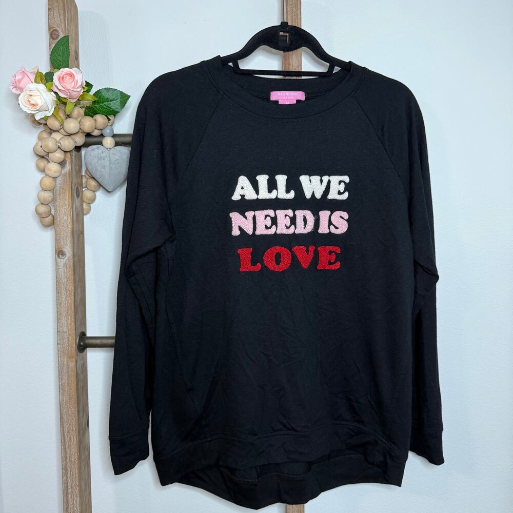 Isaac Mizrahi All We Need Is Love Black‎ Long Sleeve Sweatshirt Size Medium